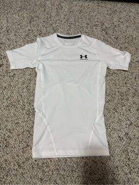 Under Armour White Performance Short Sleeve Tee with Black Logo
